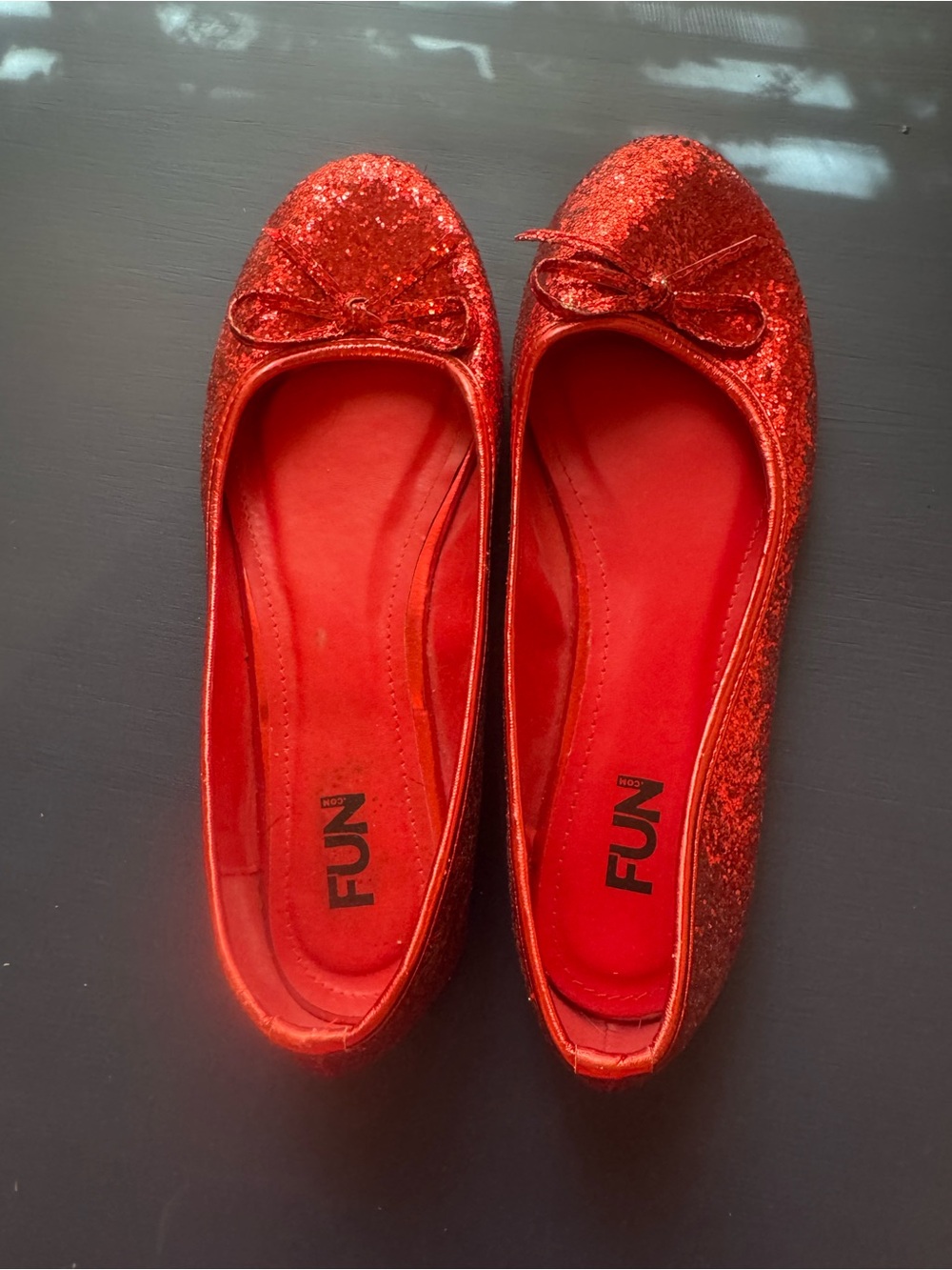 Red Glitter Ballet Flats for Women